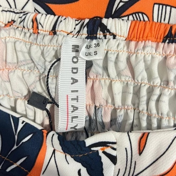 Moda Made In Italy Dress Women’s Size 4 Tropical Leaf Print Orange Resort Vacay - Picture 9 of 10